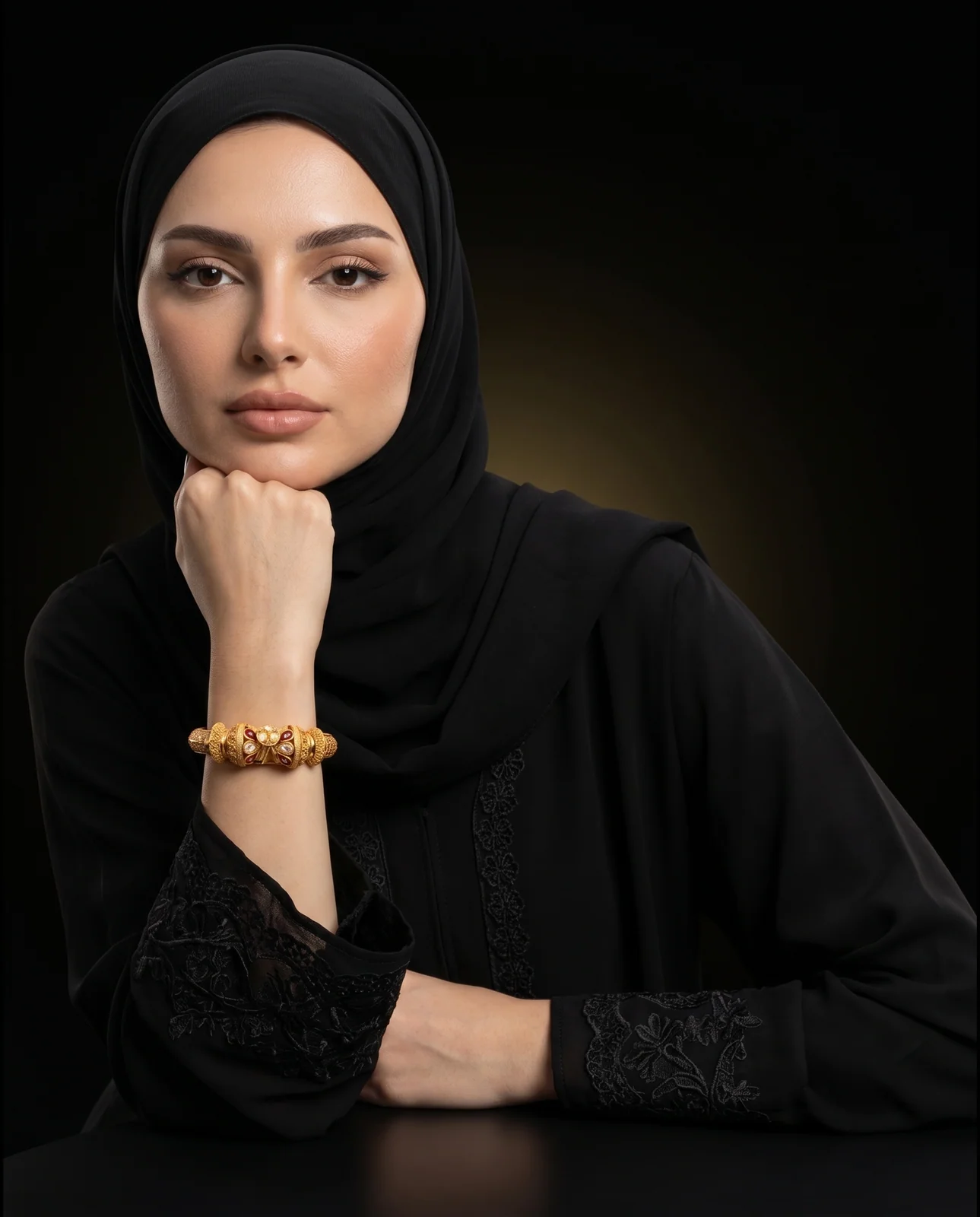 سوار كلابش ذهب أصفر خليجي مزخرف