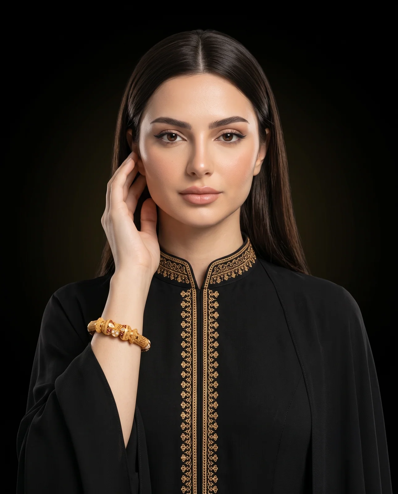 سوار كلابش ذهب أصفر خليجي مزخرف