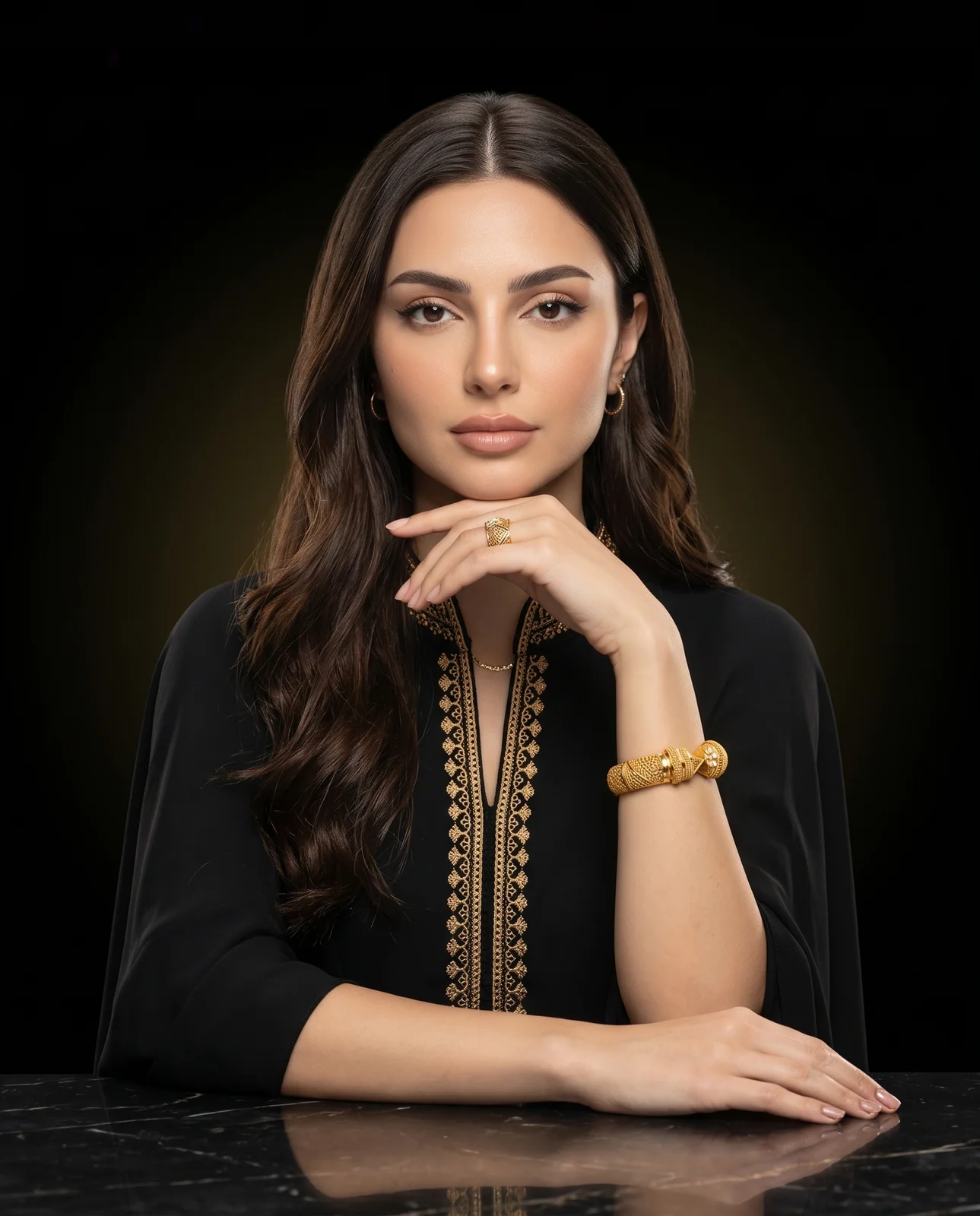 سوار كلابش ذهب عريض بنقوش كلاسيكية