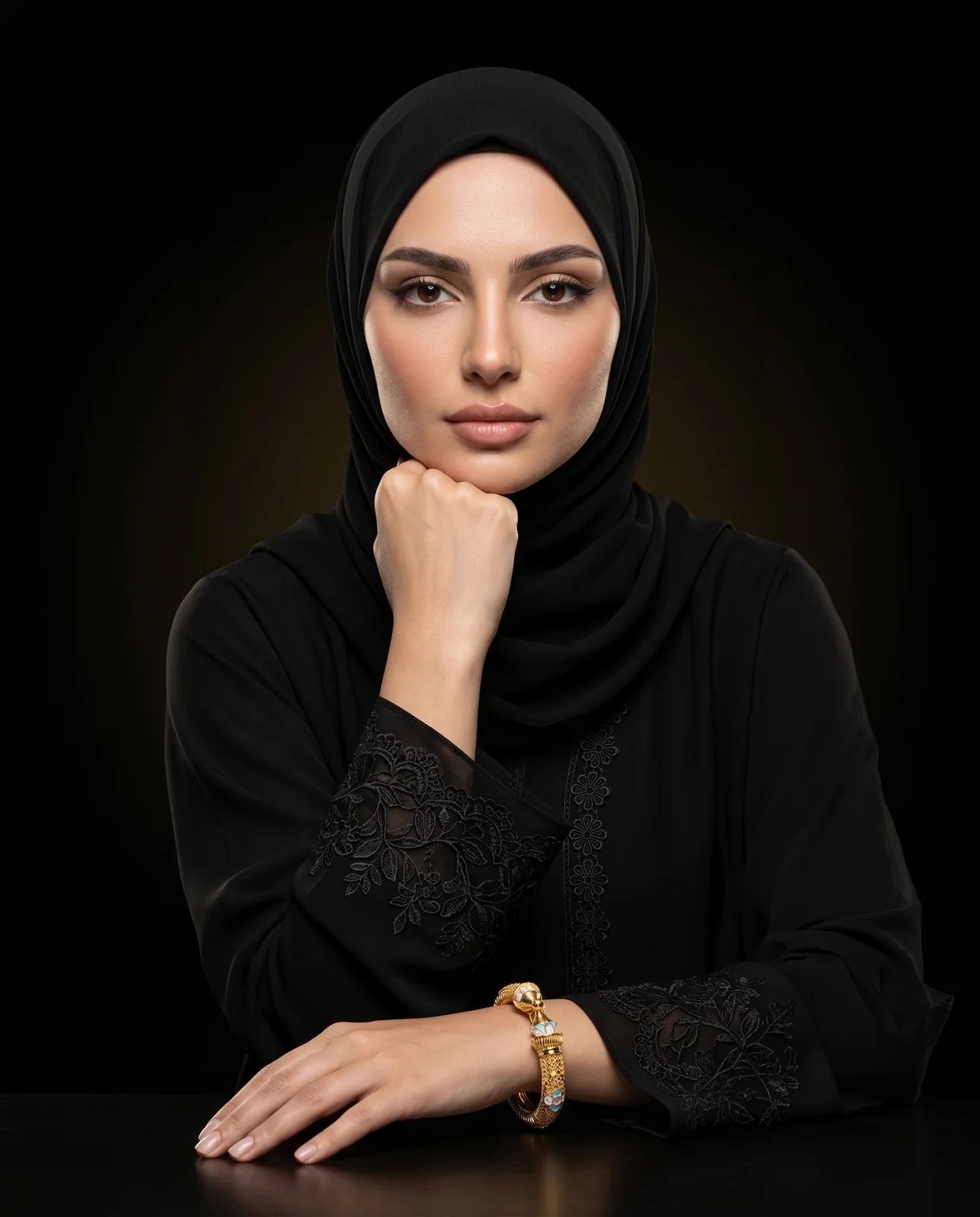 سوار كلابش ذهب أصفر عريض بزخارف ملكية