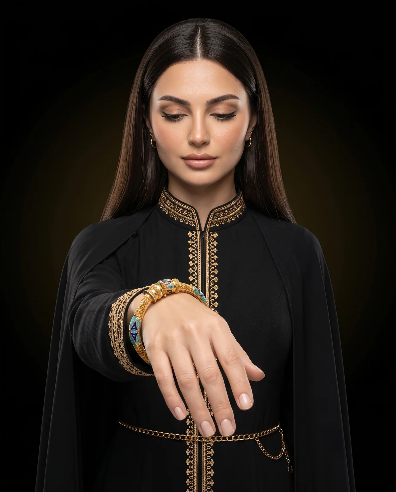 سوار كلابش ذهب أصفر خليجي بتصميم تقليدي