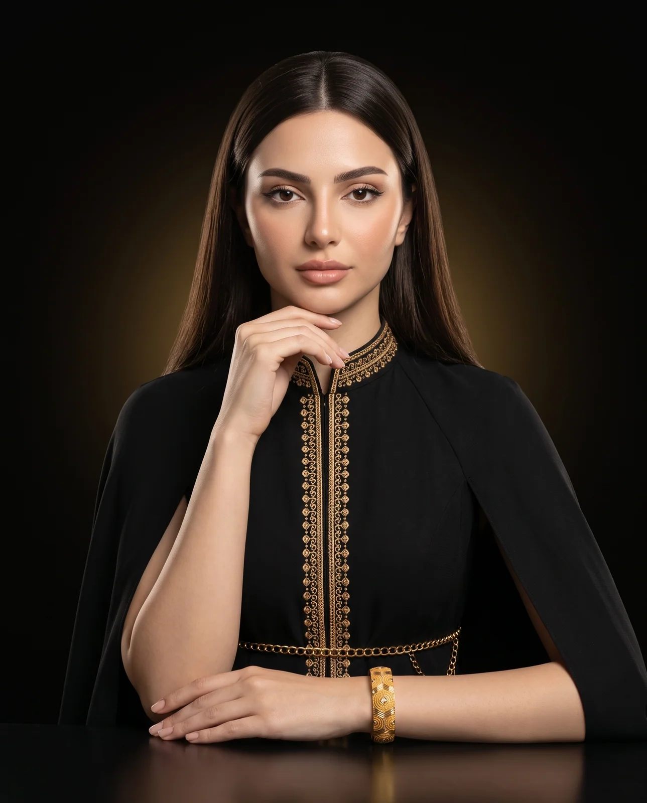 سوار ذهب أصفر مرصع بالألماس بتصميم خليجي