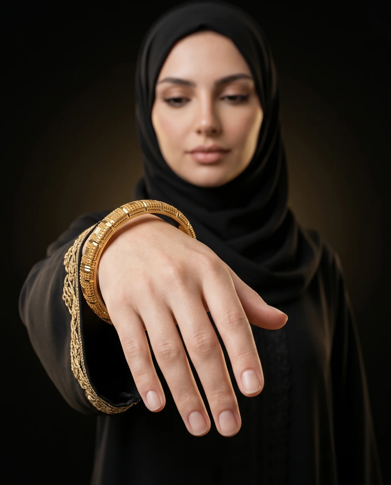 سوار ذهب أصفر بتصميم حلقات متصلة