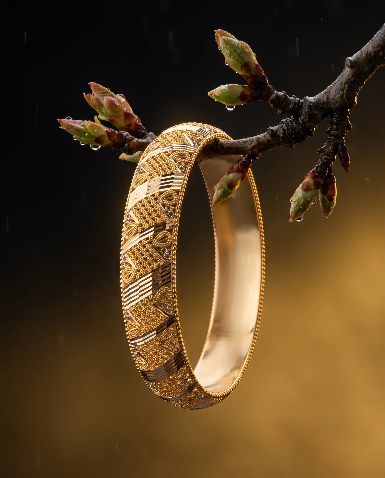 Engraved Yellow Gold Bracelet