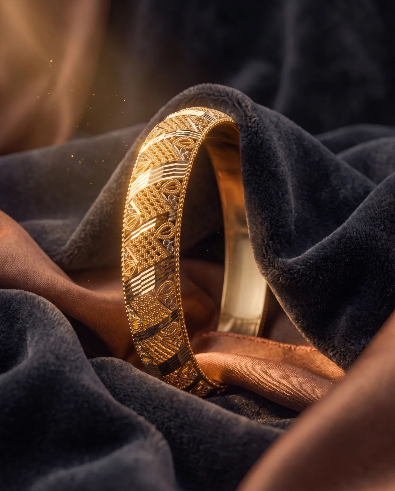 Engraved Yellow Gold Bracelet
