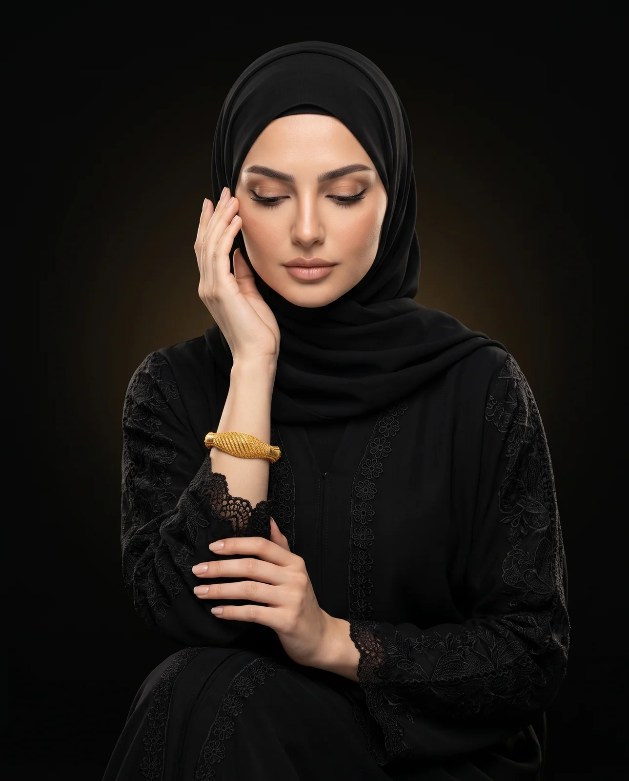 سوار ذهب أصفر بتصميم زخارف متعددة