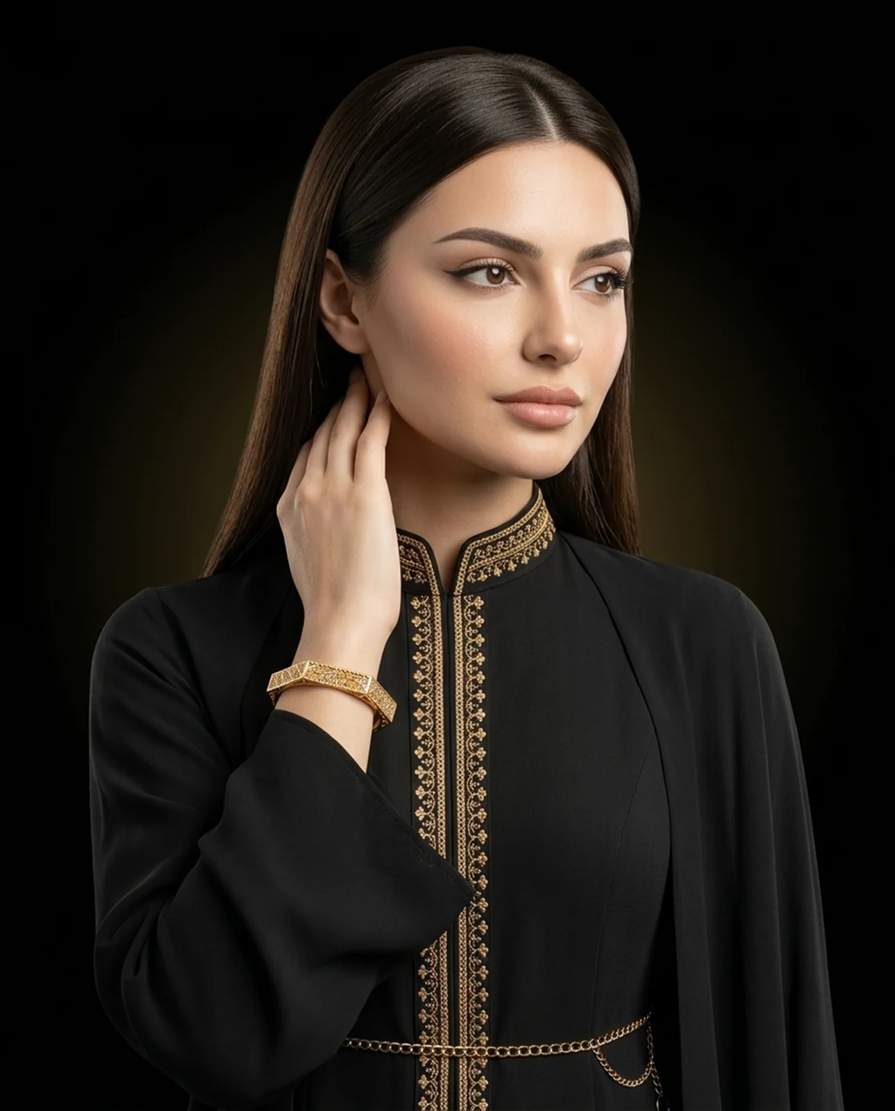 سوار ذهب أصفر كلاسيكي بتصميم متشابك