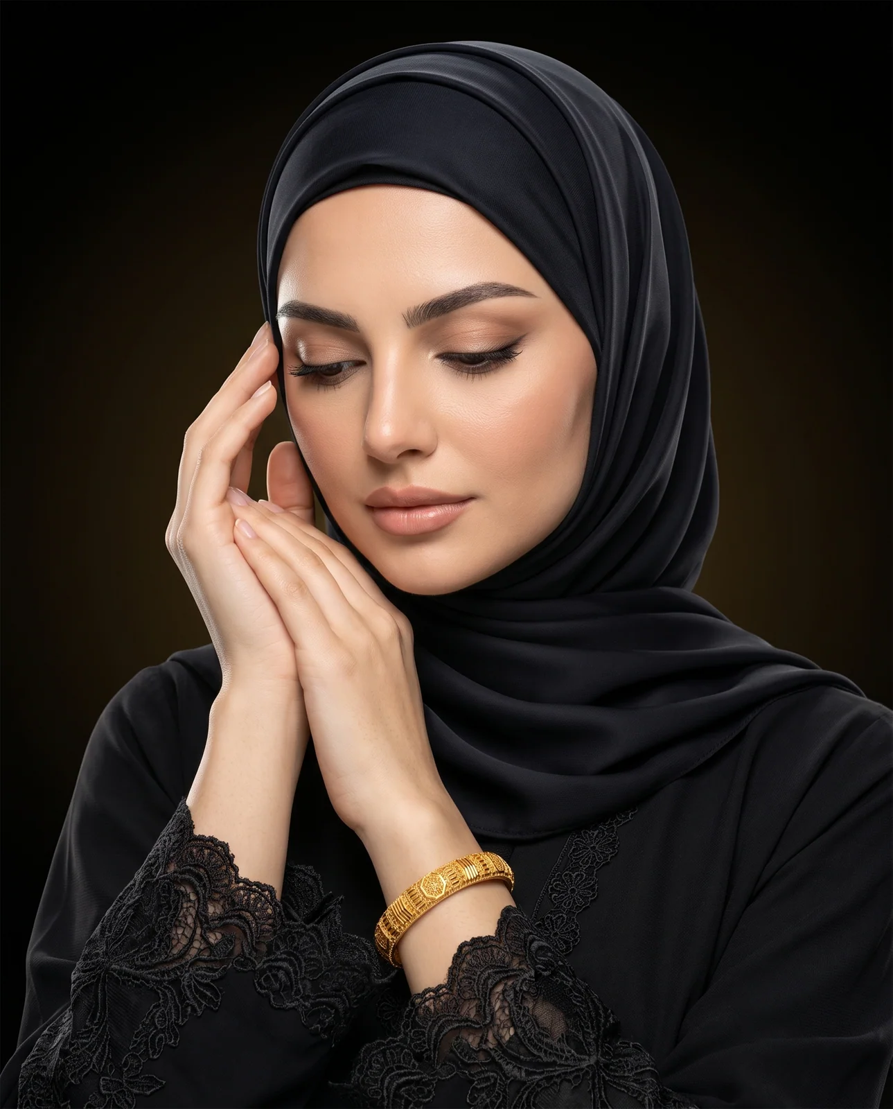 سوار ذهب أصفر بتصميم سلسلة حلقية ناعمة