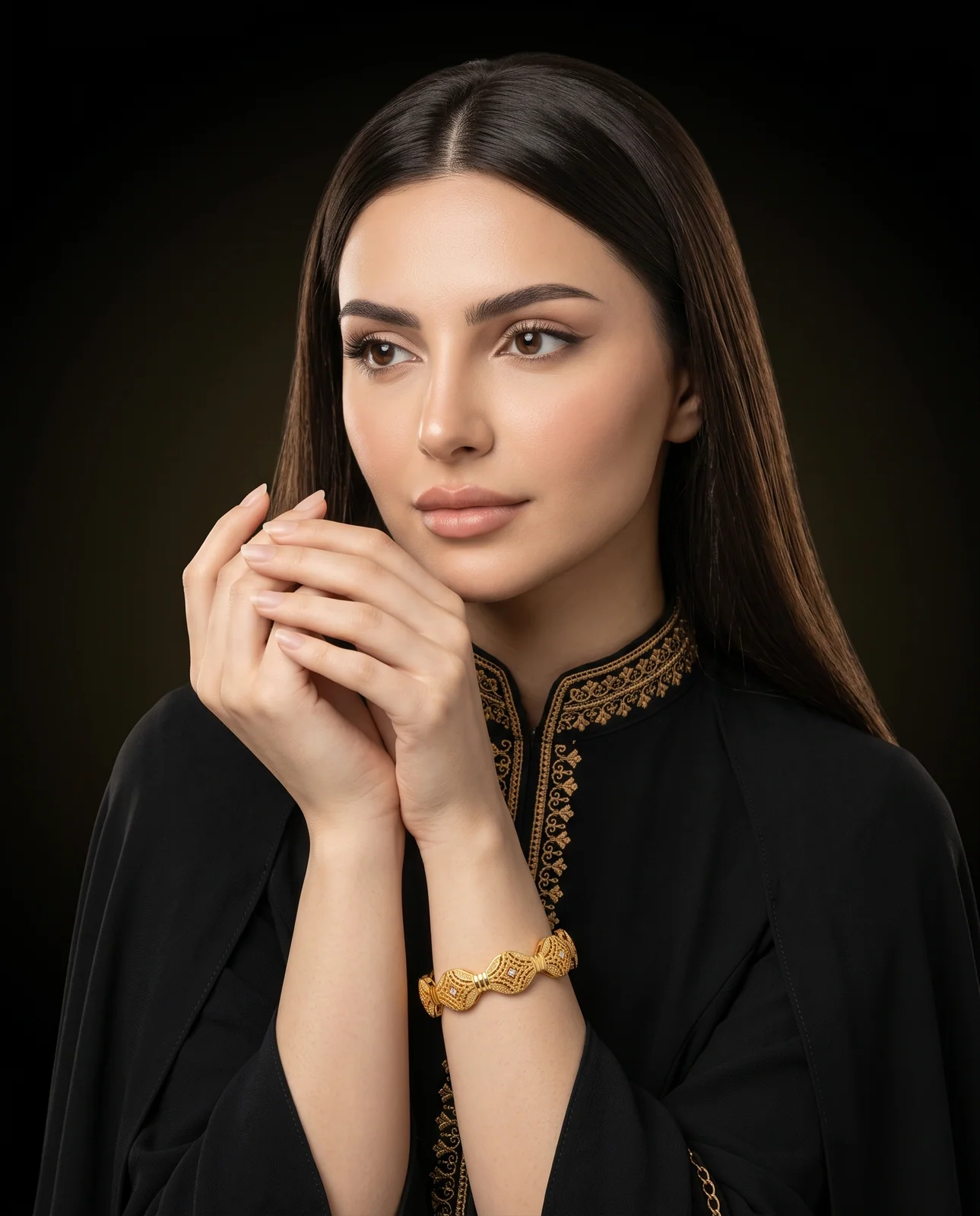 سوار ذهب أصفر مزخرف بنقوش هندسية خليجي