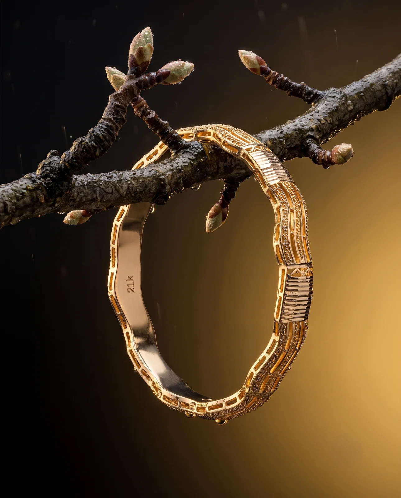Classic Engraved Yellow Gold Bracelet