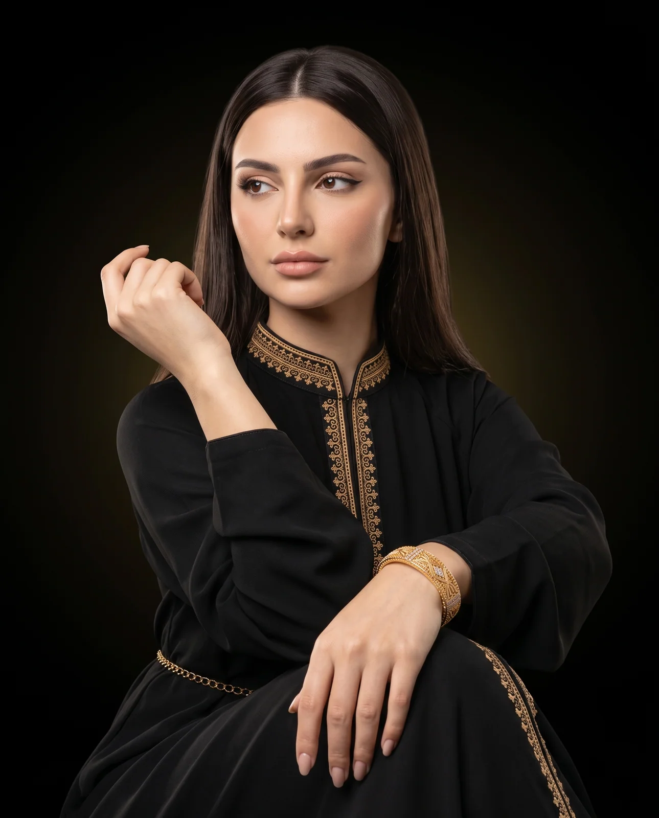 سوار ذهب أصفر ملكي بنقوش تراثية