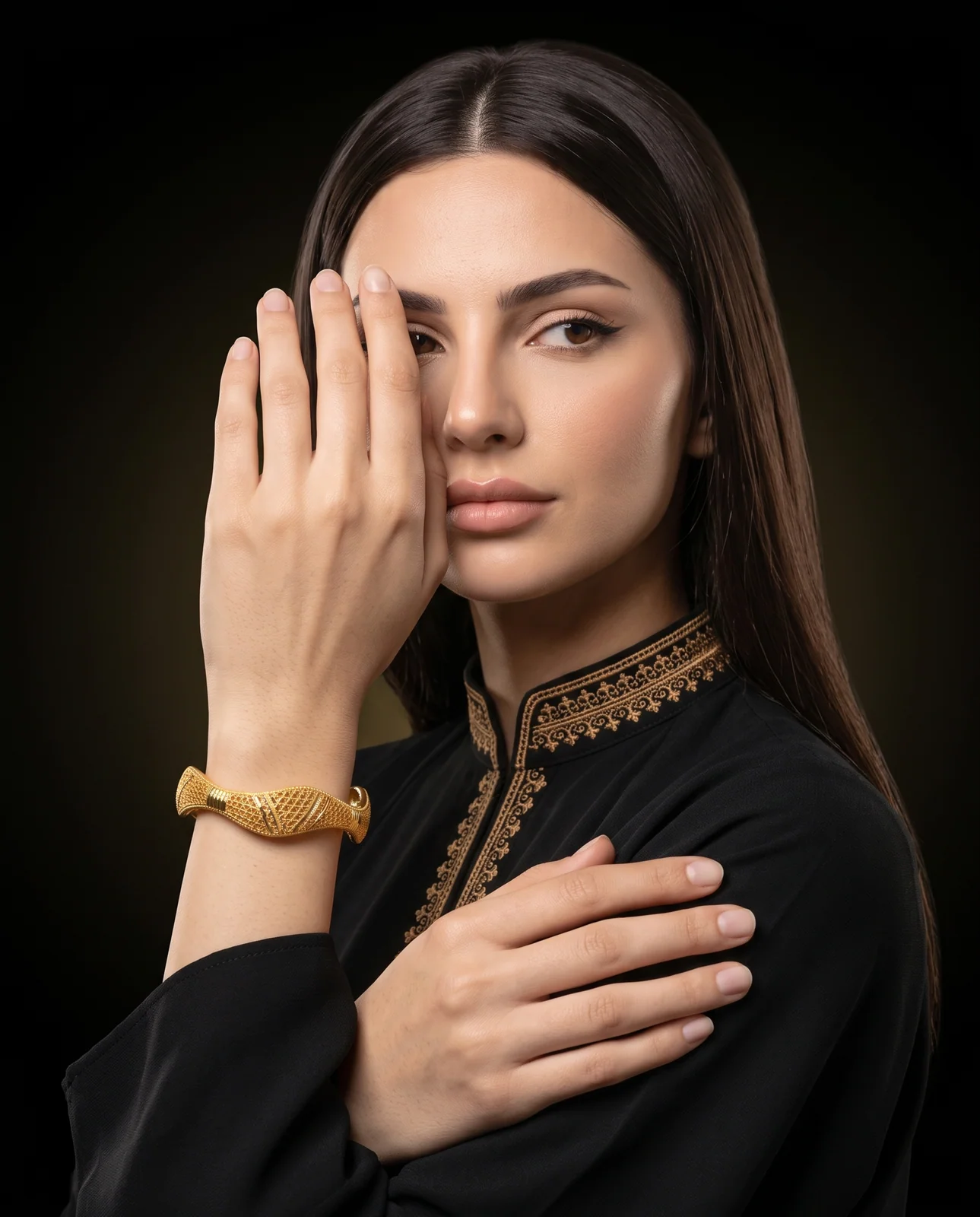 سوار ذهب ملكي مزخرف بنقوش بارزة