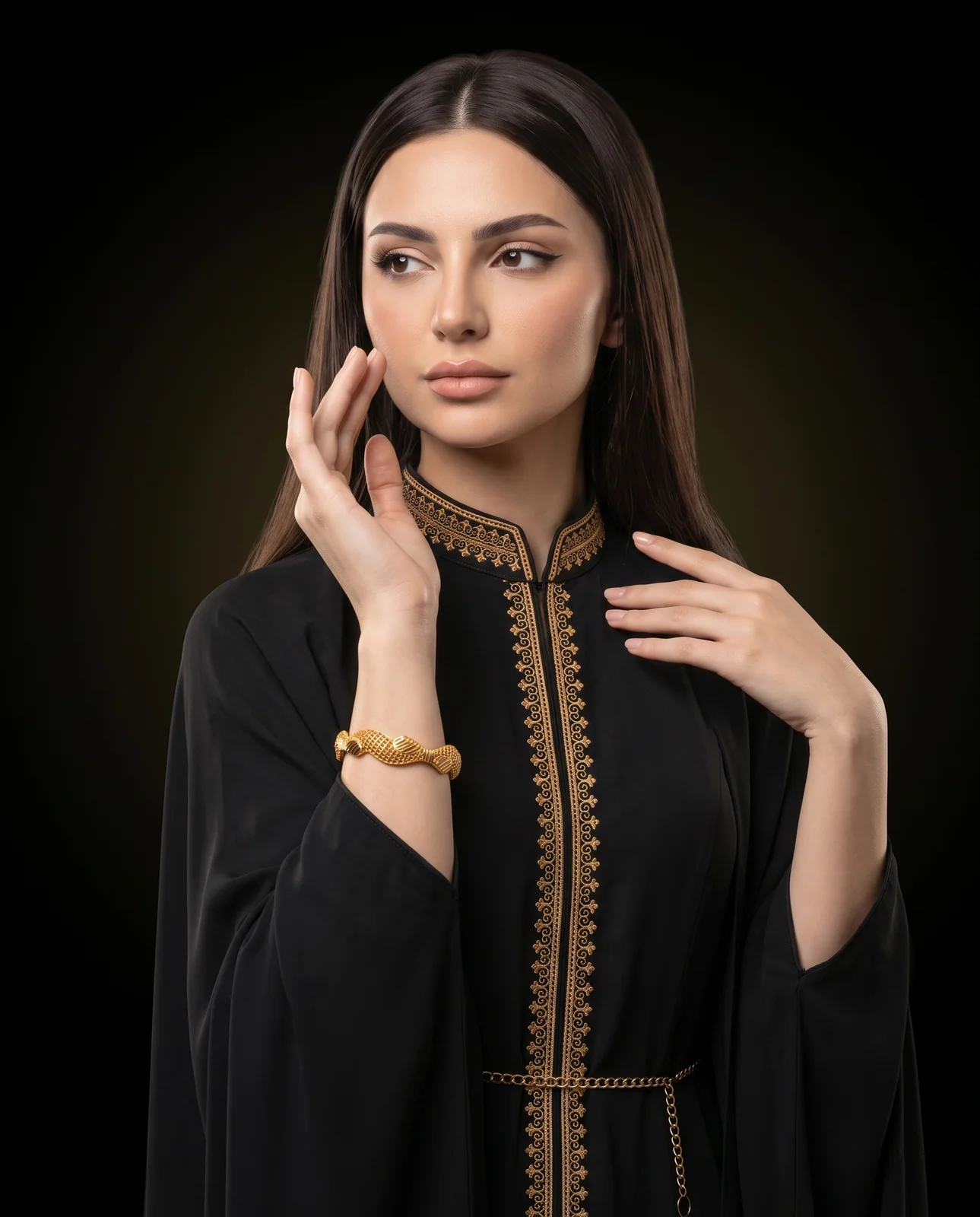 Multi-Row Engraved Yellow Gold Bracelet