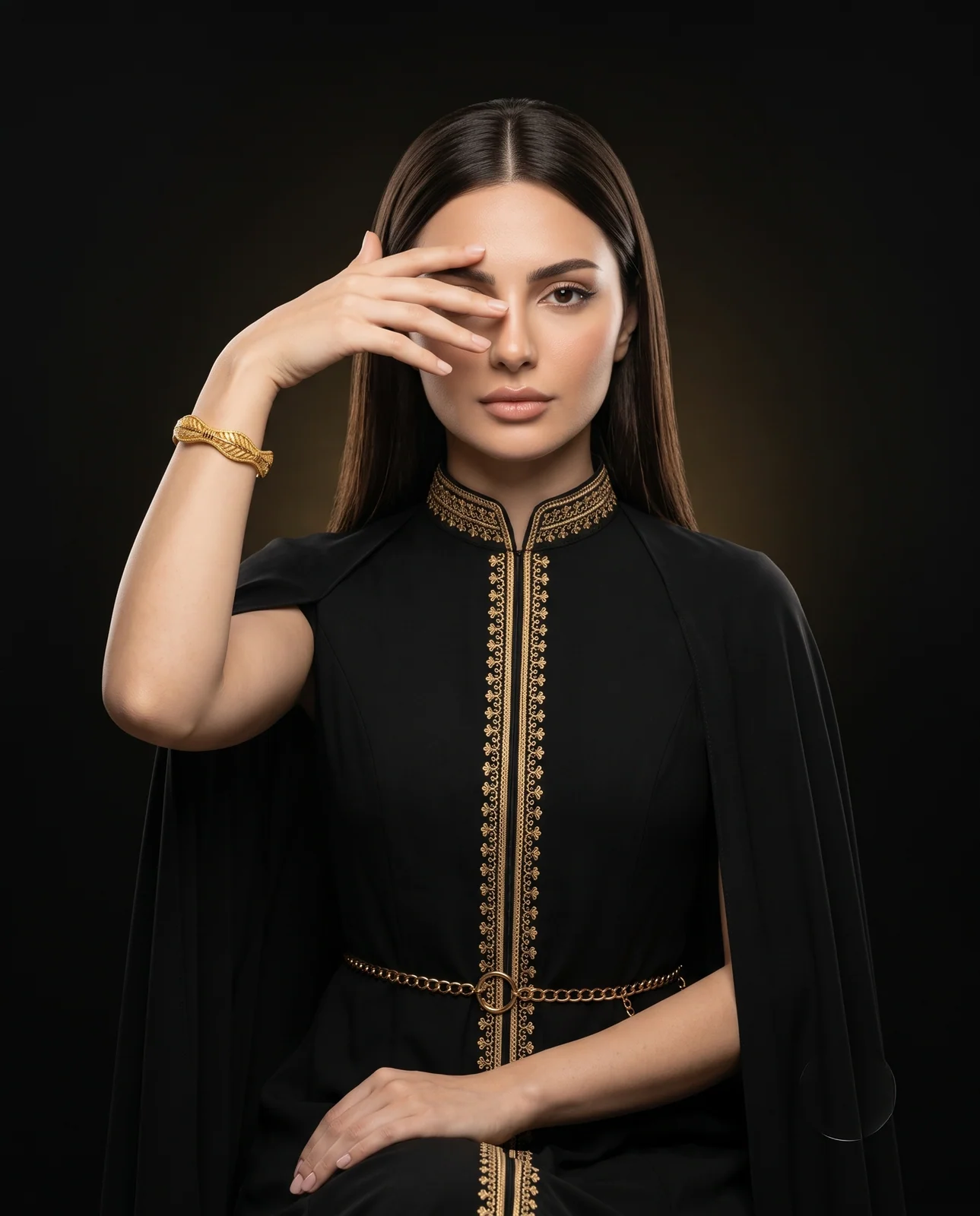 سوار ذهب أصفر كلاسيكي بنقوش زهرية