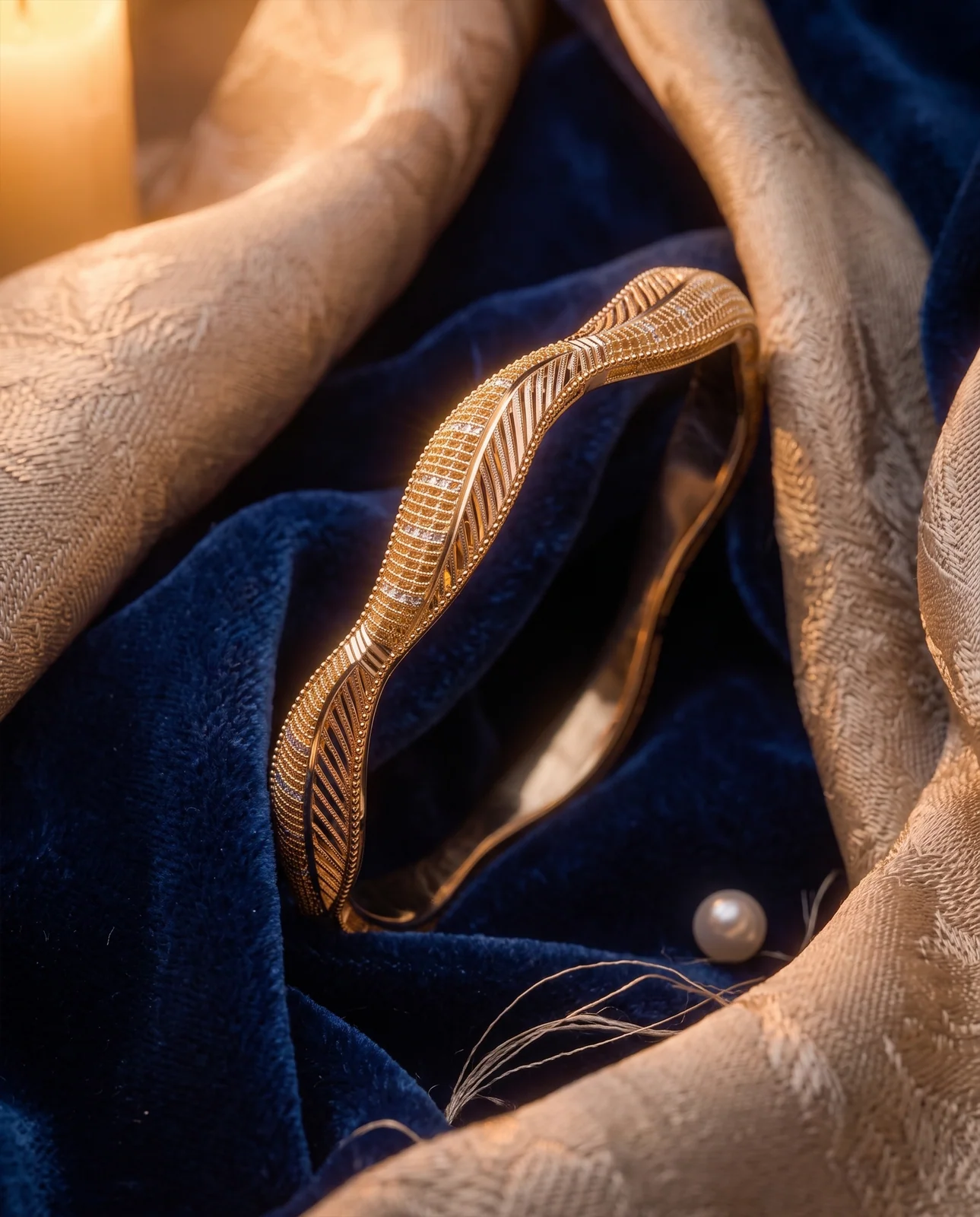 Traditional Eastern-Engraved Yellow Gold Bracelet
