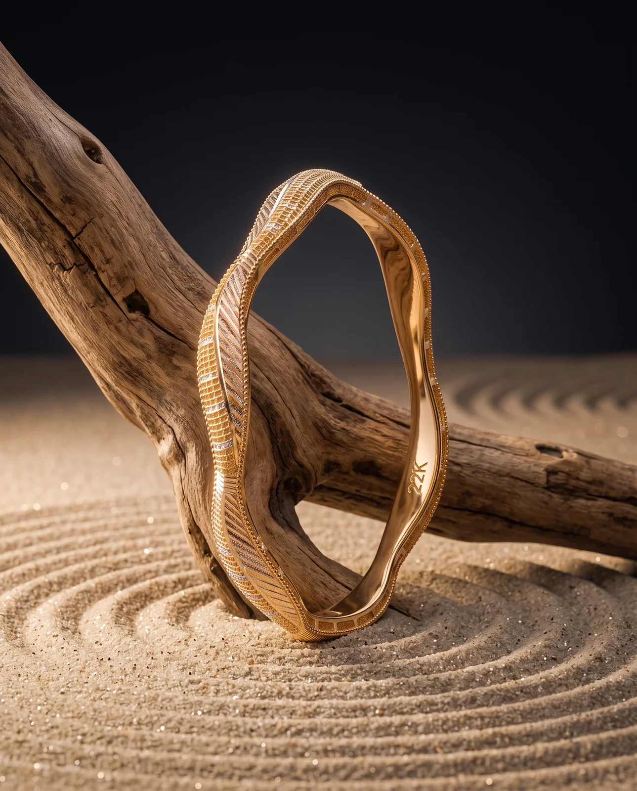 Traditional Eastern-Engraved Yellow Gold Bracelet