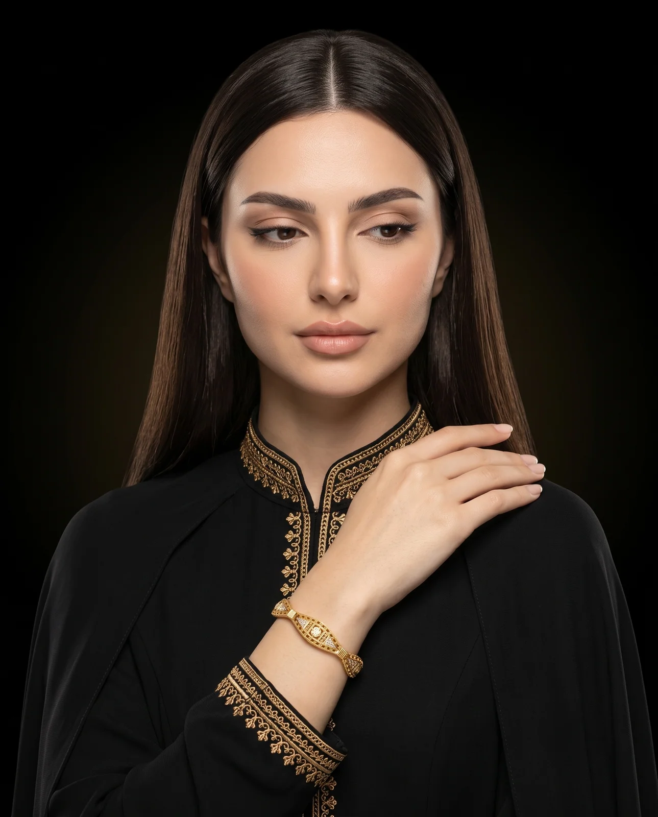سوار ذهب أصفر بتصميم منسوج