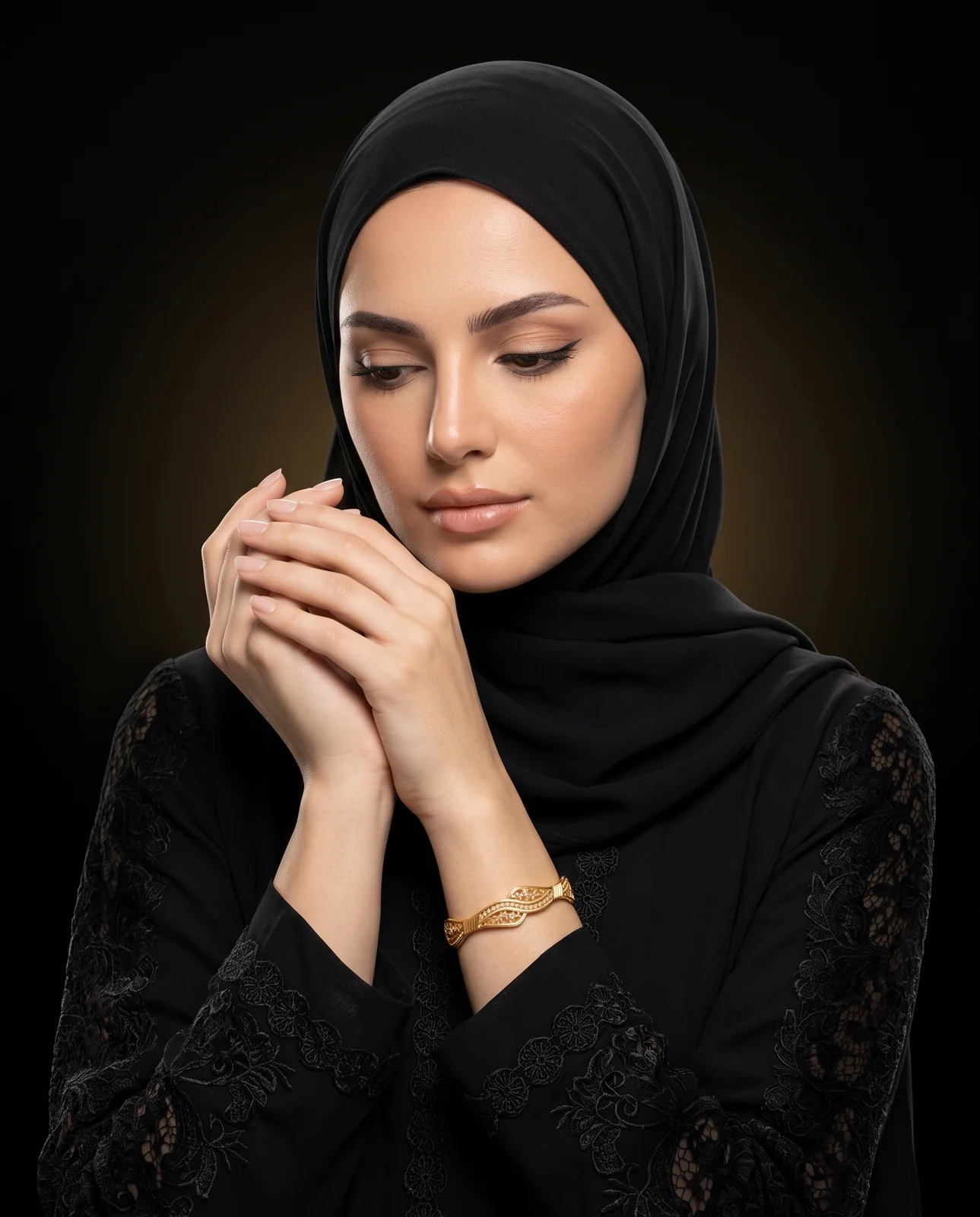 سوار ذهب أصفر بتصميم ملتف مجدول
