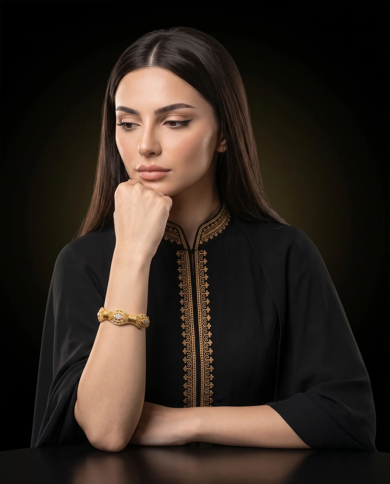 سوار ذهب أصفر بنقوش فاخرة وخليجية