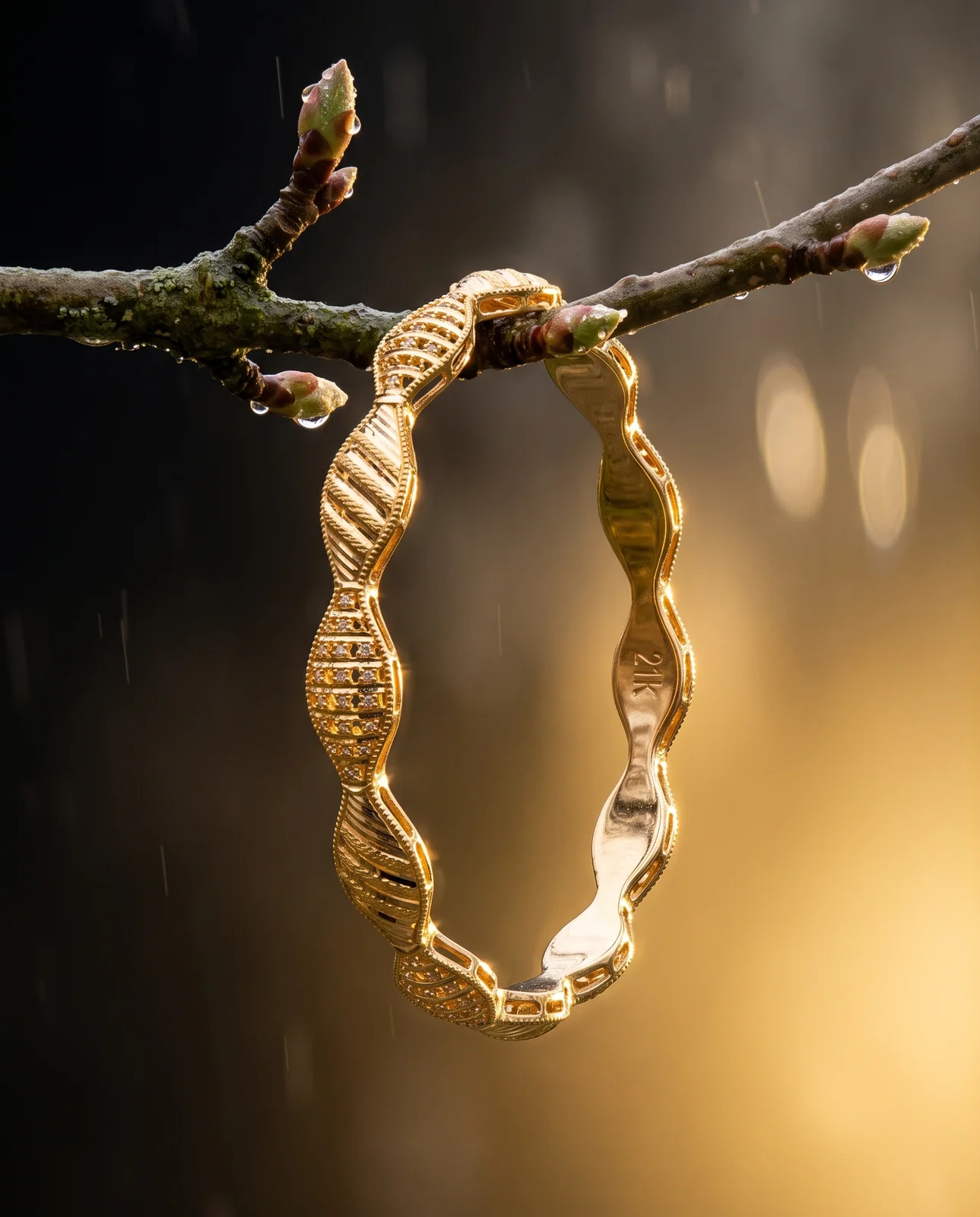 Graduated Floral Yellow Gold Bracelet