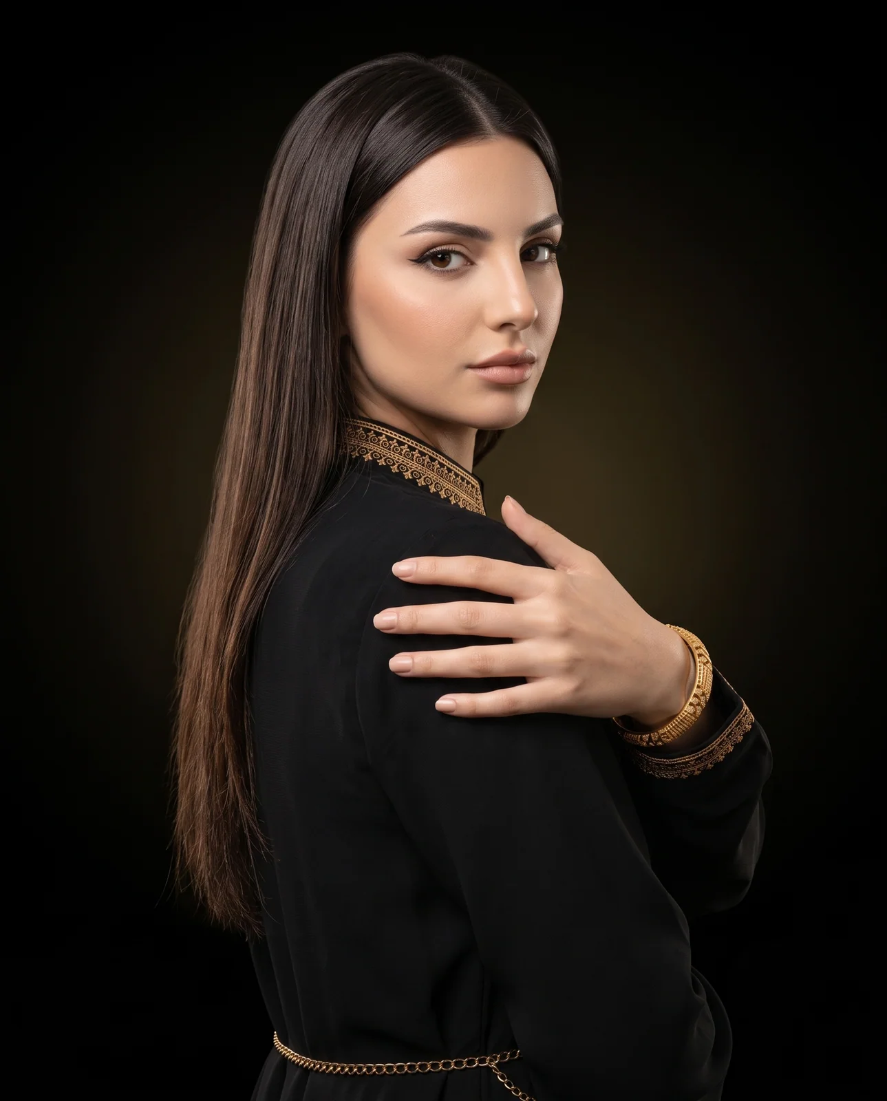 سوار ذهب أصفر مرصع بالألماس بتصميم عصري ملكي