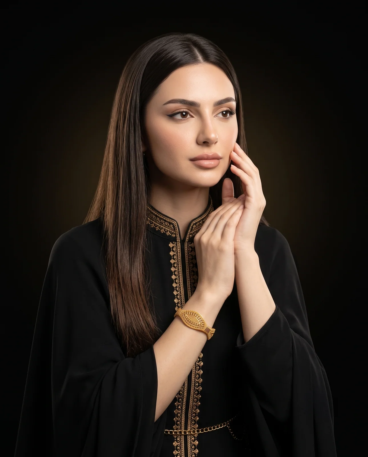 سوار ذهب أبيض مرصع بالألماس متعدد الطبقات