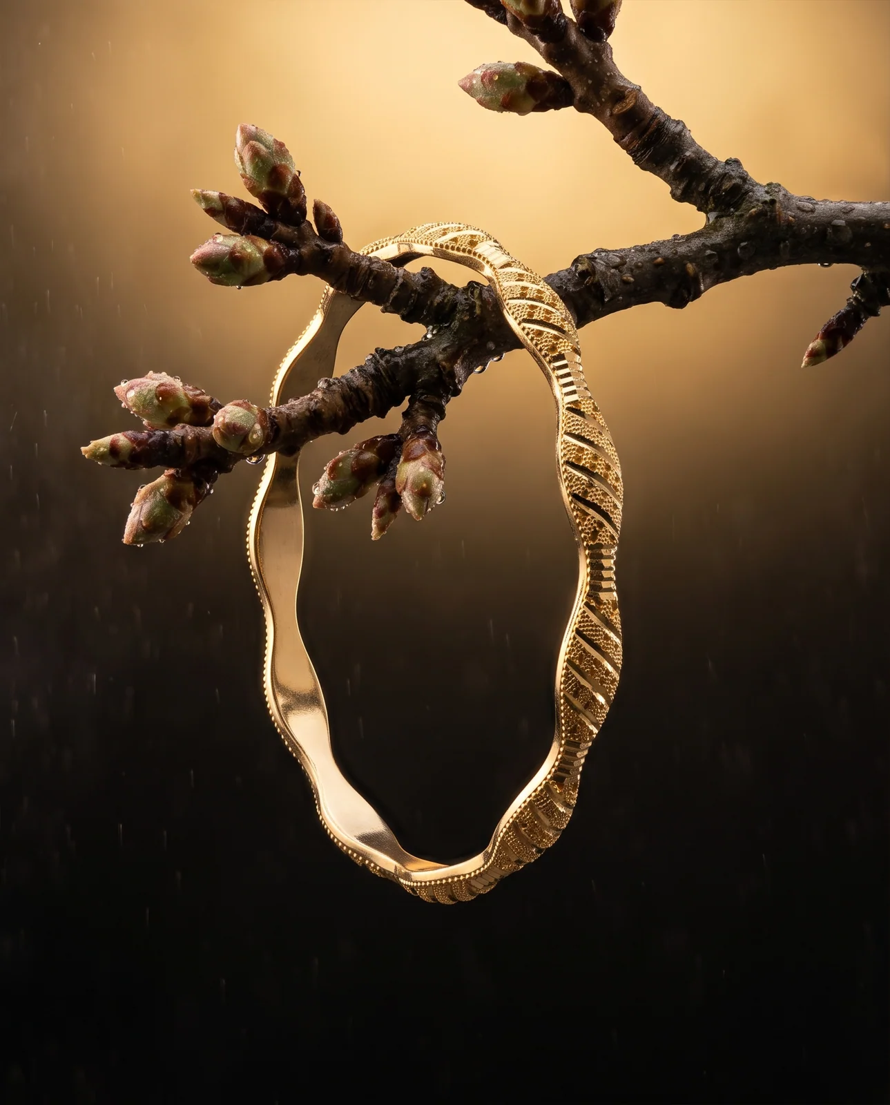 سوار ذهب أصفر مرصع بالأحجار بتصميم خليجي عصري